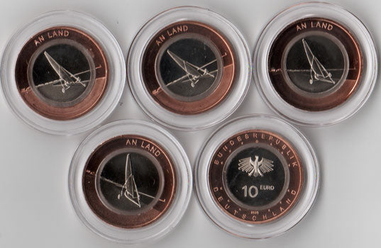 5 x 10 Euro Gedenkmünze Deutschland 2020 ADFGJ