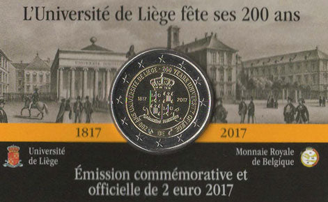 2 Euro Gedenkmünze Belgien 2017 Coincard - Uni Lüttich