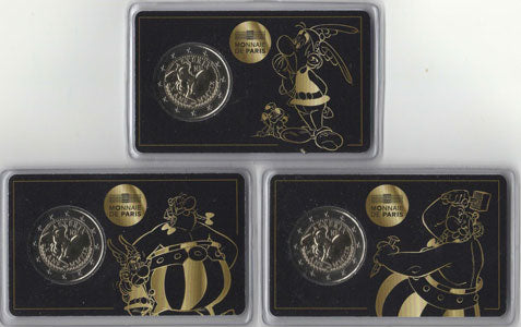 3 x 2 Euro Gedenkmünze Frankreich 2019 Coincard - Asterix