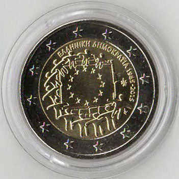2 Euro Gedenkmünze Griechenland Europaflagge 2015