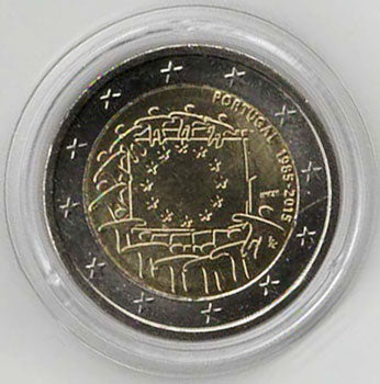 2 Euro Gedenkmünze Portugal Europaflagge 2015