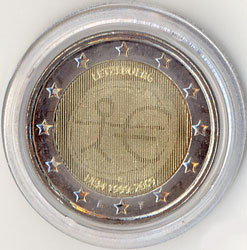 2 Euro Gedenkmünze Luxemburg 10 Jahre Euro 2009