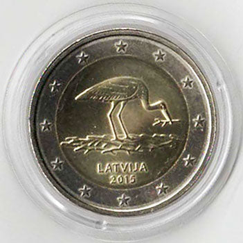 2 Euro Gedenkmünze Lettland 2015 - Storch