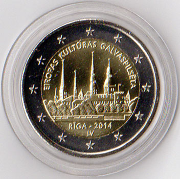 2 Euro Gedenkmünze Lettland 2014 - Riga