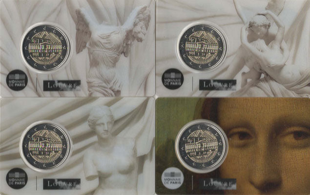 4 x 2 Euro Gedenkmünze Frankreich 2025 Coincard - Louvre Museum