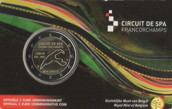 2 Euro Gedenkmünze Belgien 2025 Coincard NL - Rennstrecke SPA