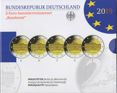 2 Euro Gedenkmünzen Deutschland 2019 PP - Bundesrat