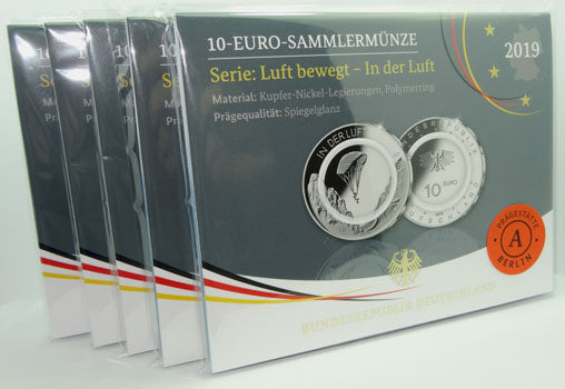 10 Euro Gedenkmünze Deutschland 2019 A-J PP