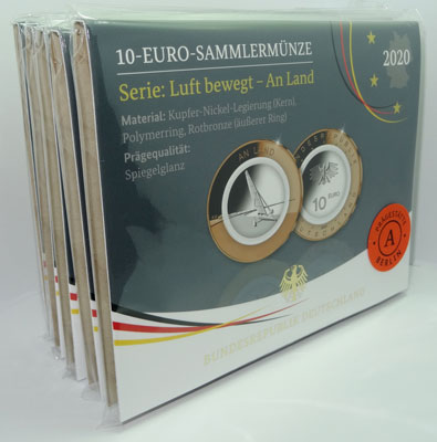 10 Euro Gedenkmünze Deutschland 2020 A-J PP