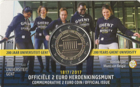 2 Euro Gedenkmünze Belgien 2017 Coincard - Uni Gent