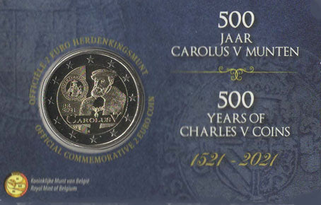 2 Euro Gedenkmünze Belgien 2021 Coincard - Karlsgulden