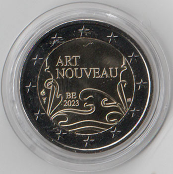 2 Euro Gedenkmünze Belgien 2023 - Jugendstil