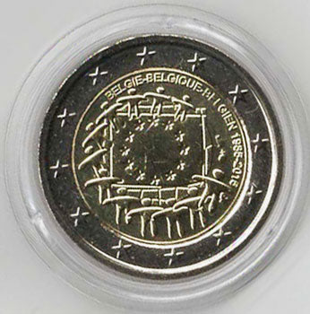 2 Euro Gedenkmünze Belgien Europaflagge 2015