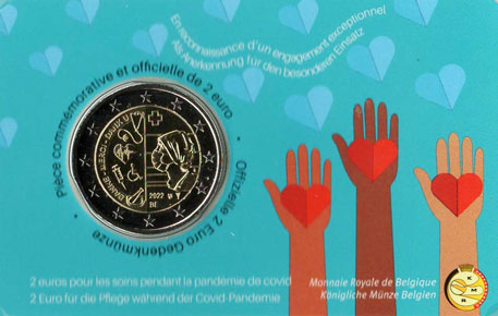 2 Euro Gedenkmünze Belgien 2022 Coincard - Gesundheitswesen
