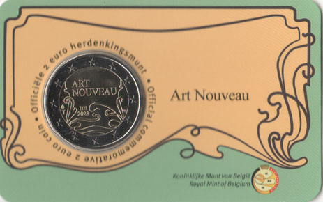 2 Euro Gedenkmünze Belgien 2023 Coincard - Jugendstil