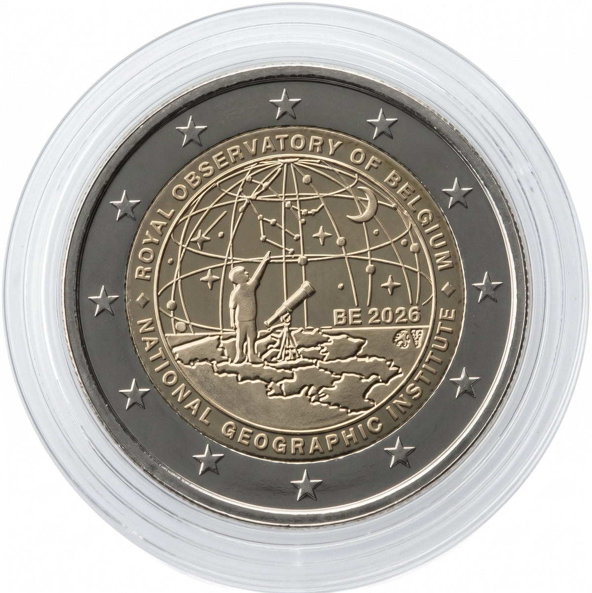 2 Euro Belgien 2026 - 50 Jahre Geographisches Institut / 200 Jahre Sternwarte