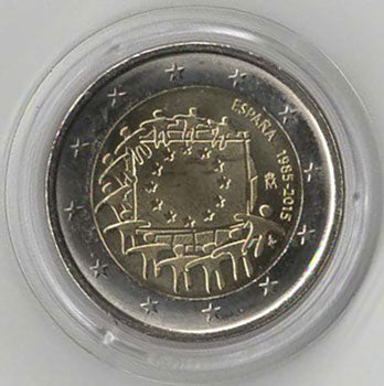 2 Euro Gedenkmünze Spanien Europaflagge 2015