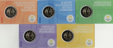 5 x 2 Euro Gedenkmünze Frankreich 2023 Coincard - Olympiade