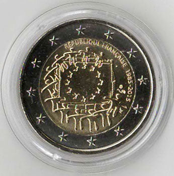 2 Euro Gedenkmünze Frankreich Europaflagge 2015