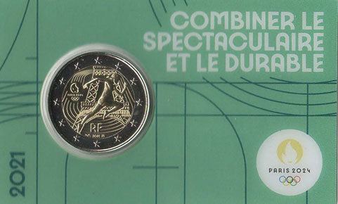 2 Euro Gedenkmünze Frankreich 2021 Coincard - Olympiade