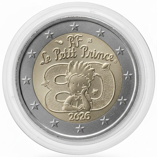 2 Euro Frankreich Gedenkmünze 2026 Der Kleine Prinz in Kapsel