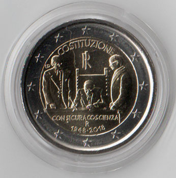 2 Euro Gedenkmünze Italien 2018 - Verfassung