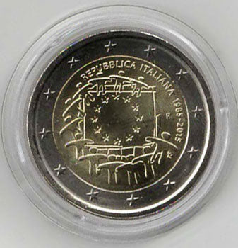 2 Euro Gedenkmünze Italien Europaflagge 2015