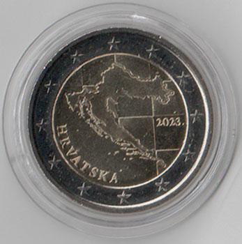 2 Euro Kursmünze Kroatien 2023 - Karte Kroatien