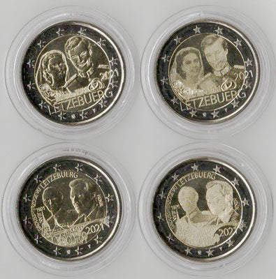 4 x 2 Euro Gedenkmünzen Luxemburg 2021 Sparset