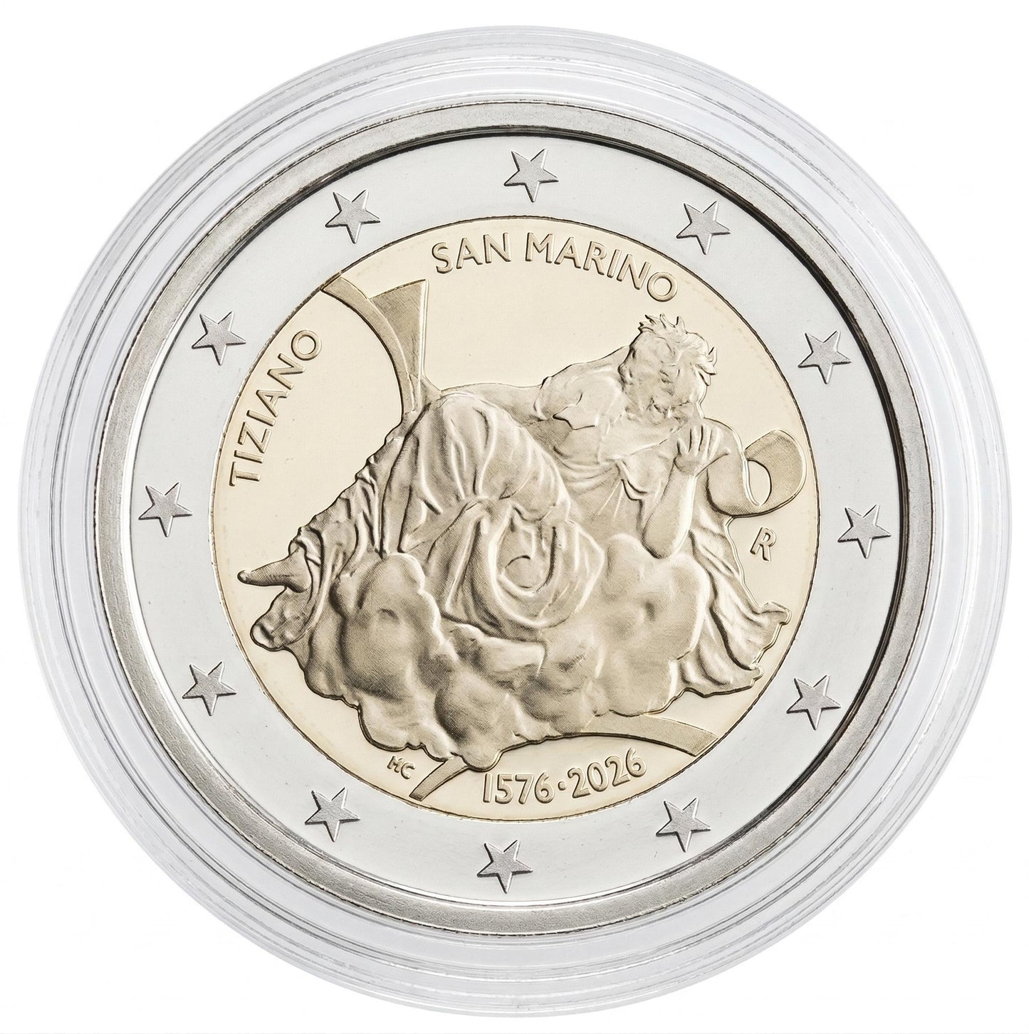 2 Euro Tiziano Gedenkmünze San Marino 2026 polierte Platte