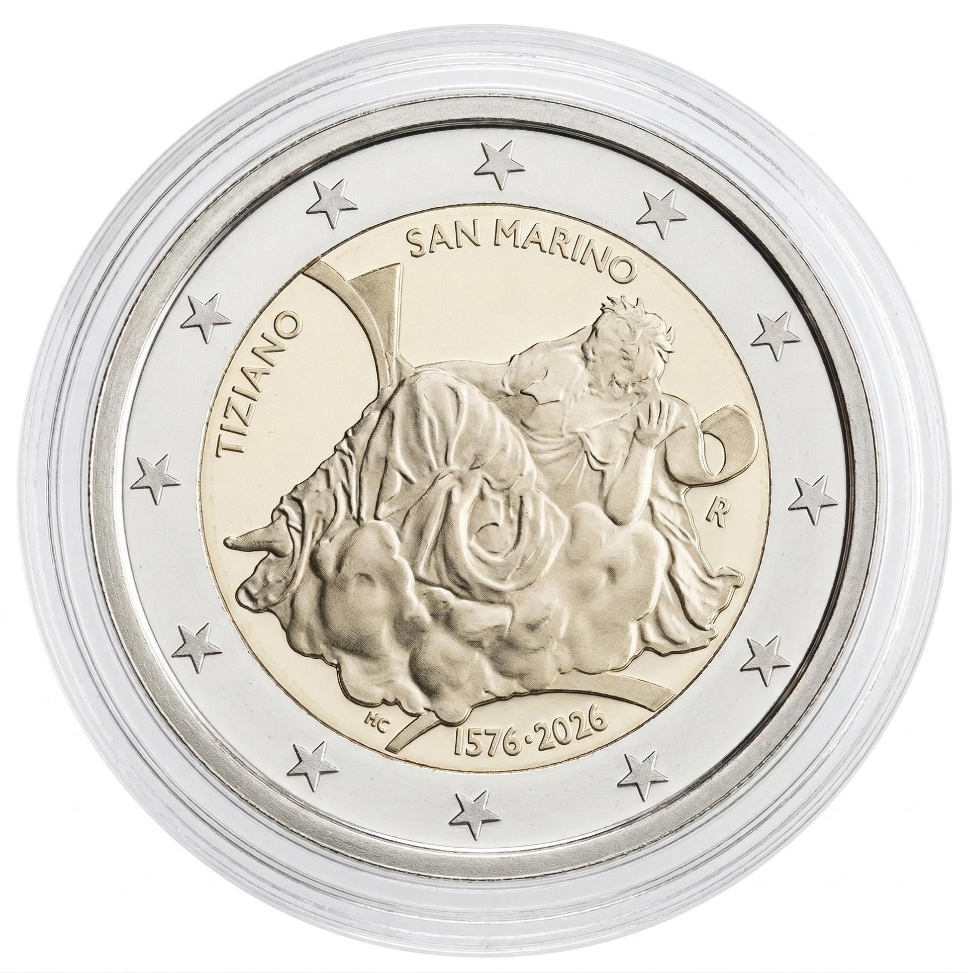 2 Euro Tiziano Gedenkmünze San Marino 2026 polierte Platte