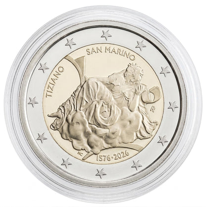 2 Euro Tiziano Gedenkmünze San Marino 2026 polierte Platte