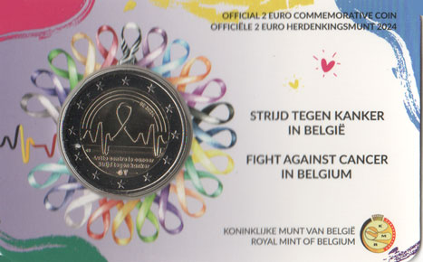 2 Euro Gedenkmünze Belgien 2024 Coincard - Kampf gegen Krebs