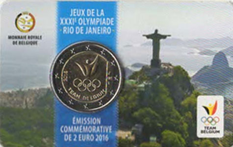 2 Euro Gedenkmünze Belgien 2016 Coincard - Olympische Spiele