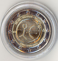 2 Euro Gedenkmünze Belgien 10 Jahre Euro 2009