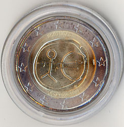 2 Euro Gedenkmünze Portugal 10 Jahre Euro 2009