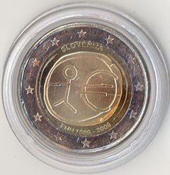 2 Euro Gedenkmünze Slowenien 10 Jahre Euro 2009
