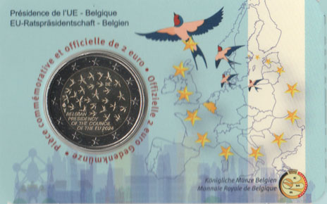 2 Euro Gedenkmünze Belgien 2024 Coincard - Ratspräsidentschaft