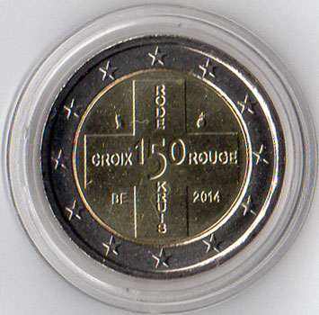 2 Euro Gedenkmünze Belgien 2014 - Rotes Kreuz