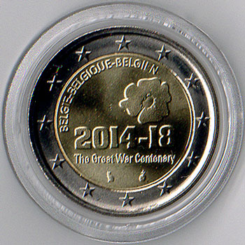 2 Euro Gedenkmünze Belgien 2014 - Weltkrieg