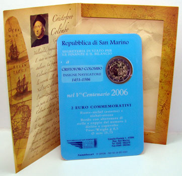 2 Euro Gedenkmünze San Marino 2006 - 500. Todestag Kolumbus