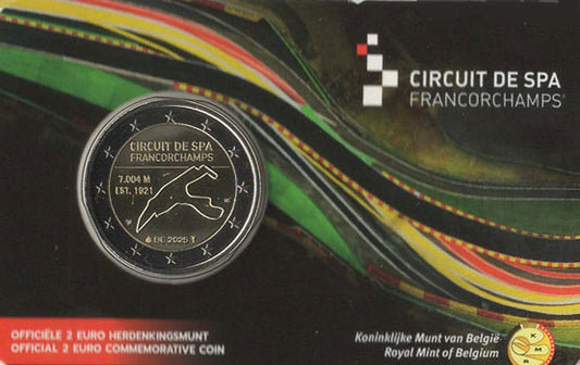 2 Euro Gedenkmünze Belgien 2025 Coincard NL - Rennstrecke SPA