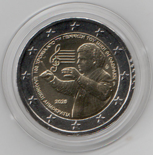 2 Euro Gedenkmünze Griechenland 2025 - Mikis Theodorakis