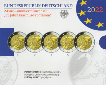 2 Euro Gedenkmünzen Deutschland Erasmus 2022 PP