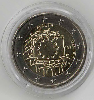 2 Euro Gedenkmnze Malta Europaflagge 2015