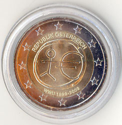 2 Euro Gedenkmünze Österreich 10 Jahre Euro 2009