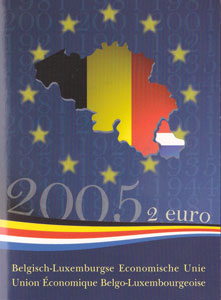 2 Euro Gedenkmnze Belgien 2005 Folder
